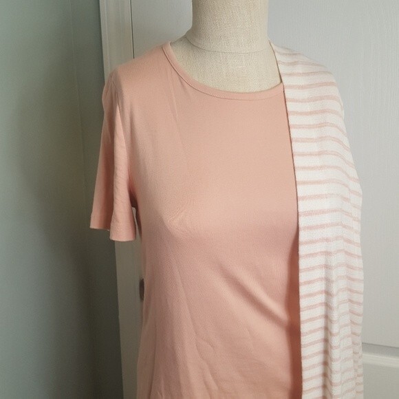 A New Day T Shirt and Striped Cardigan Set pink orange - Picture 2 of 5